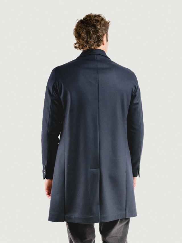 CAPPOTTO MONOPETTO MISTO CASHMERE BLU