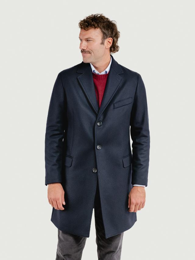 CAPPOTTO MONOPETTO MISTO CASHMERE BLU