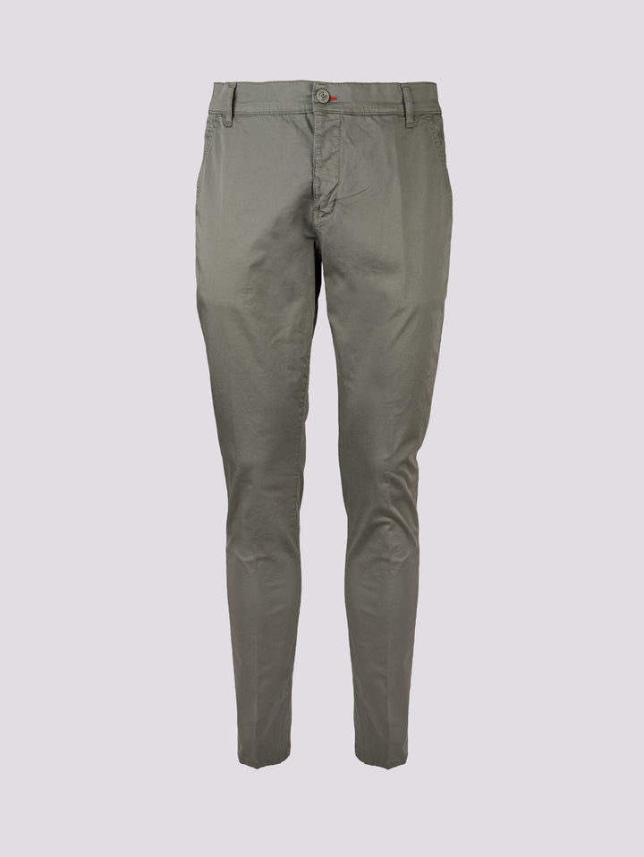 Pantalone tasca america in cotone elasticizzato verde salvia