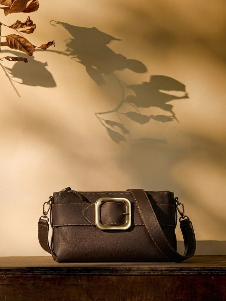 BORSA TRACOLLA IN PELLE TESTA MORO