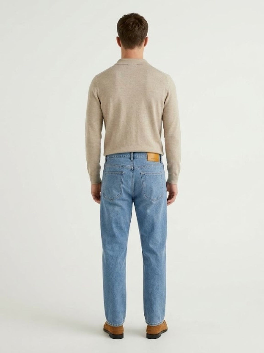 Jeans linea dritta in cotone lavaggio medio
