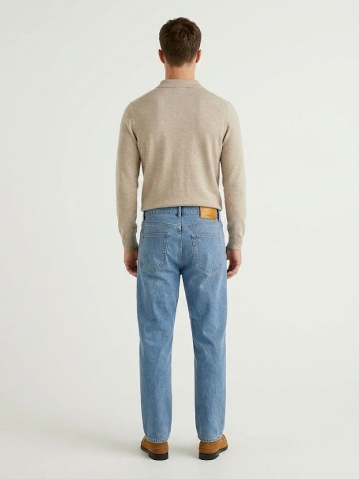 Jeans linea dritta in cotone lavaggio medio