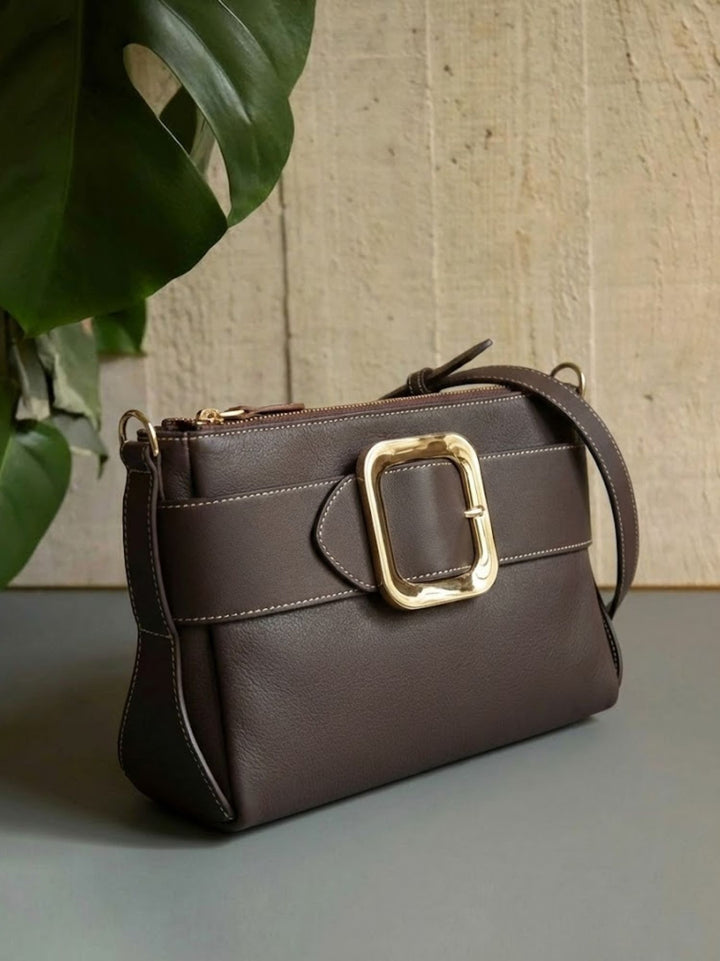 BORSA TRACOLLA IN PELLE TESTA MORO