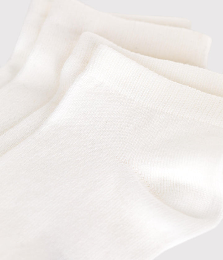 2 PAIA DI CALZINI PER BAMBINI IN COTONE BIANCO A TINTA UNITA