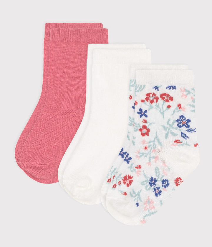 3 paia di calzini in cotone a fiori neonata