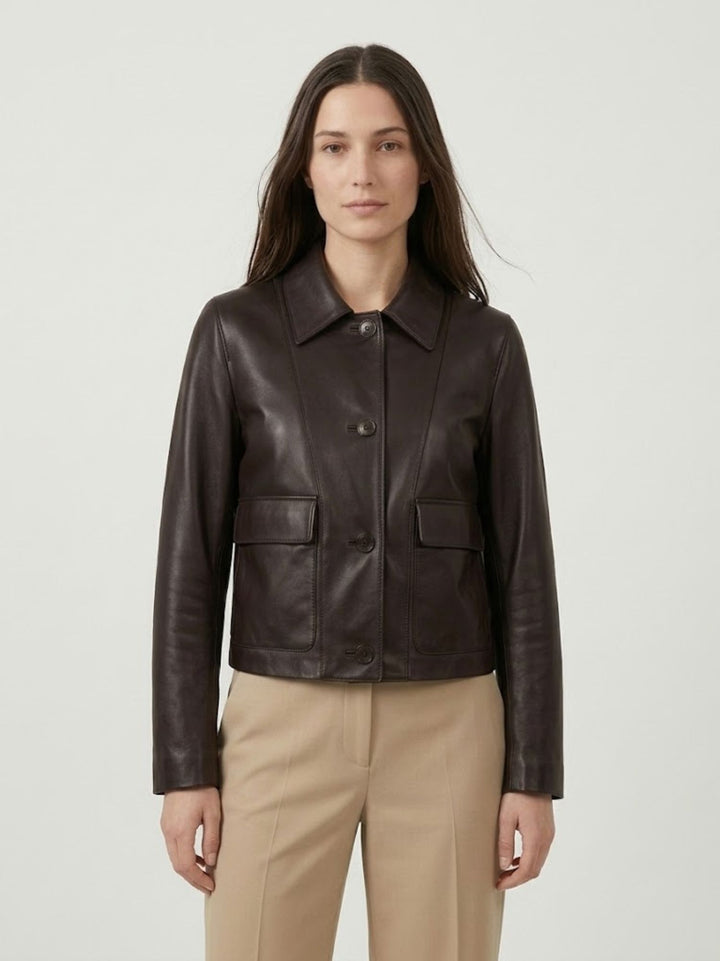 Giacca Malaga in nappa bonded marrone scuro