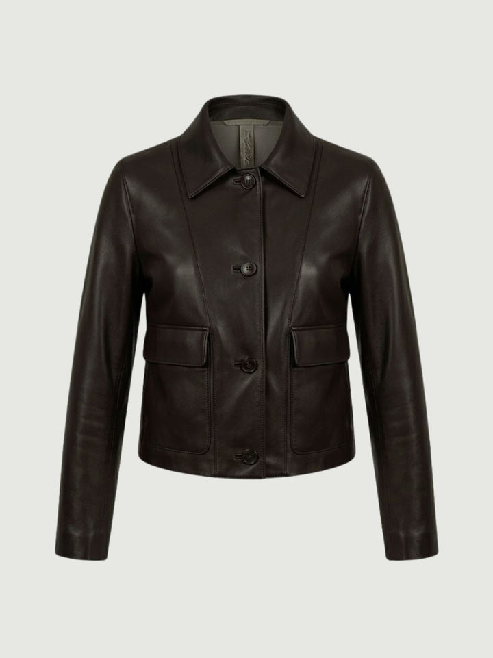 Giacca Malaga in nappa bonded marrone scuro