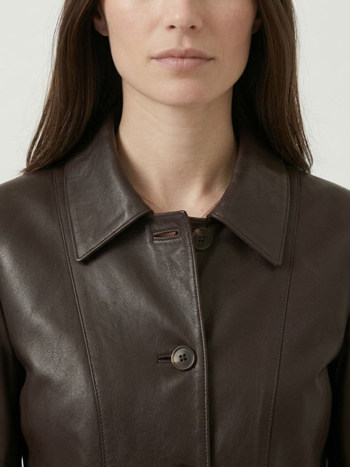 Giacca Malaga in nappa bonded marrone scuro