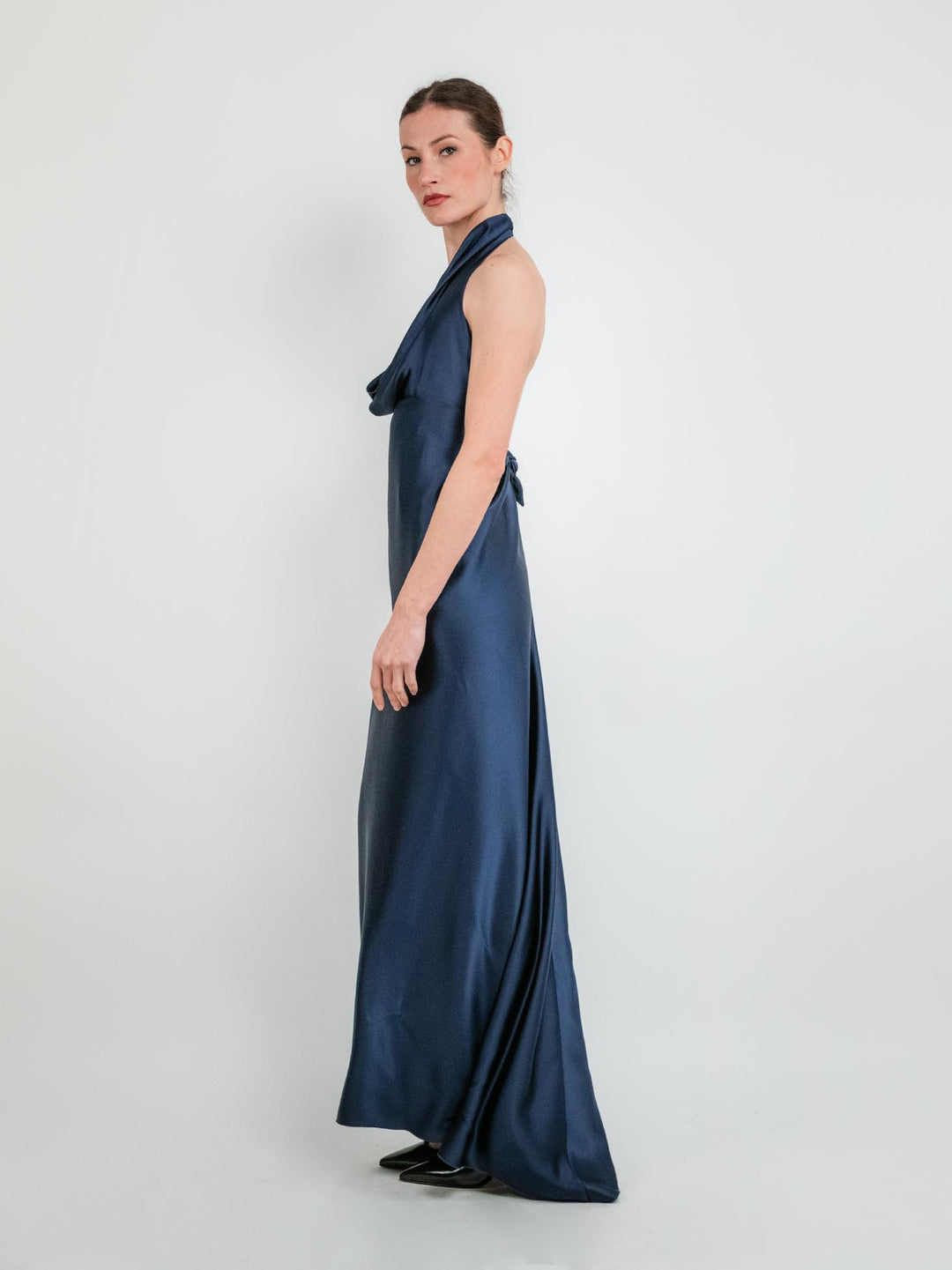 ABITO CON SCOLLO DRAPPEGGIATO BLU