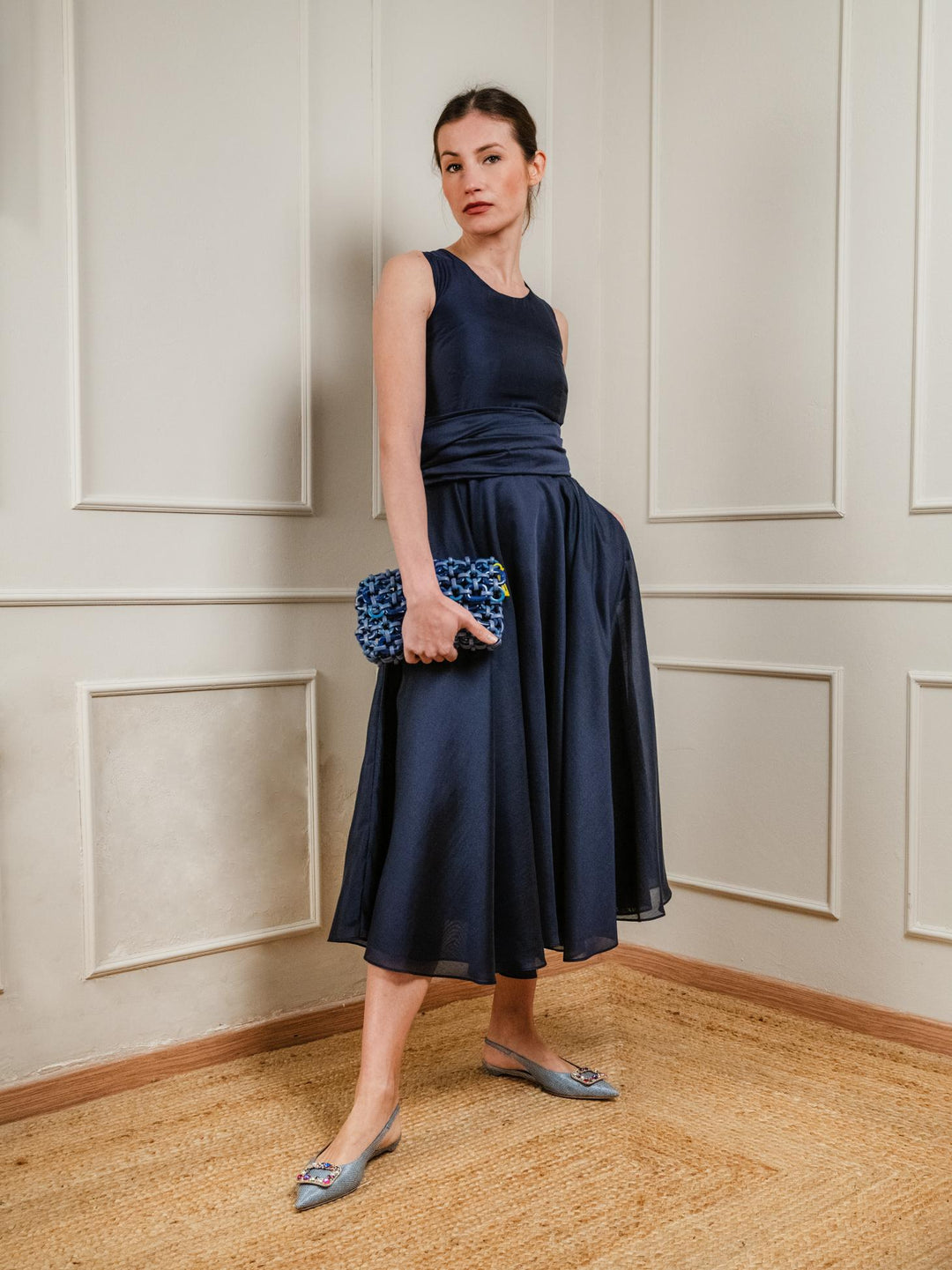 ABITO LUNGO BLU CON FUSCIACCA