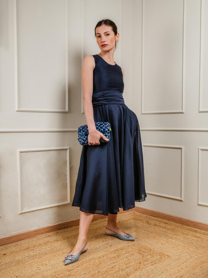 ABITO LUNGO BLU CON FUSCIACCA