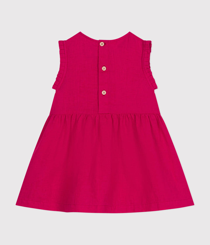 ABITO SENZA MANICHE FUCSIA IN LINO BEBÈ