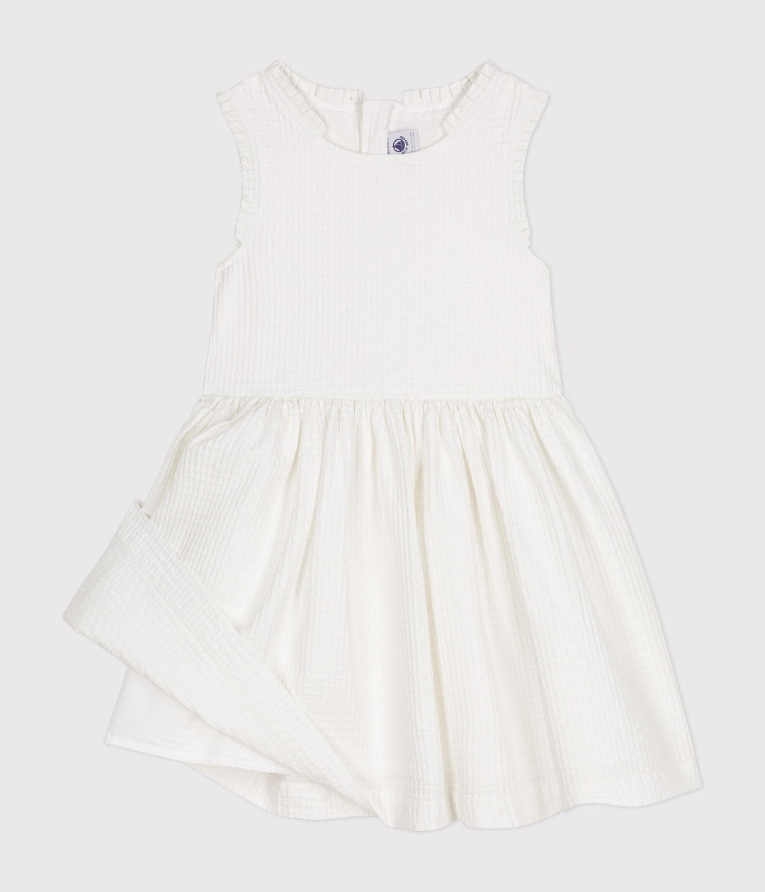 ABITO SMANICATO BIANCO IN COTONE OPERATO BAMBINA