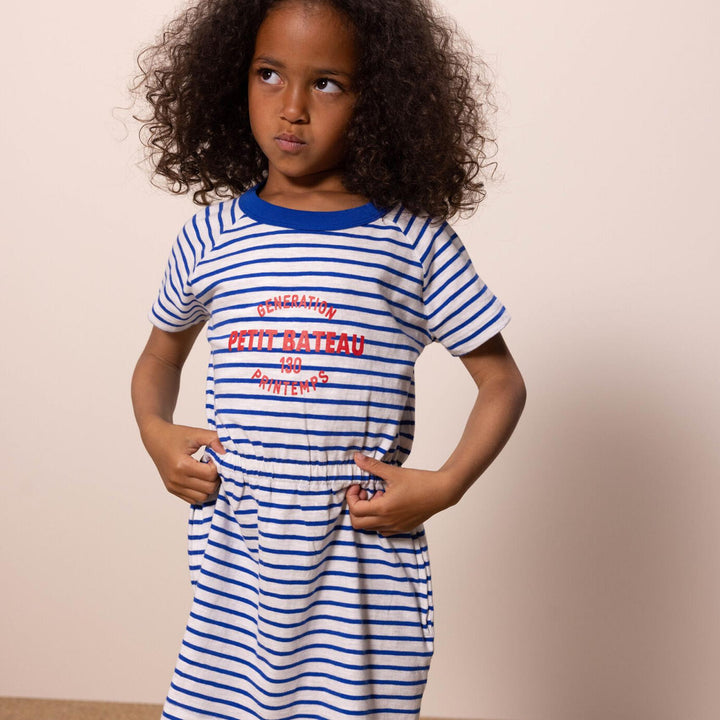 Abito bambina in jersey fiammato a righe