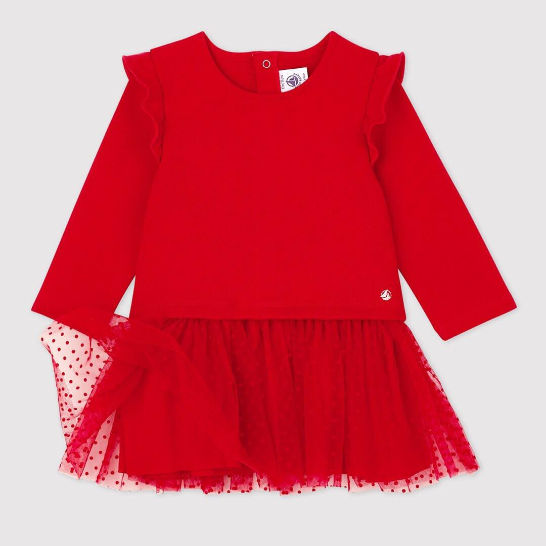 Abito in Molleton e Tulle Rosso