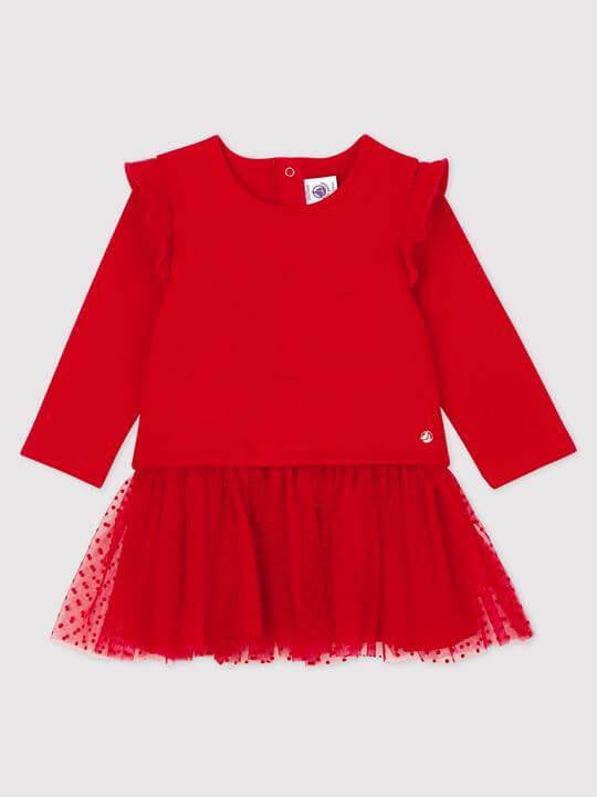 Abito in Molleton e Tulle Rosso