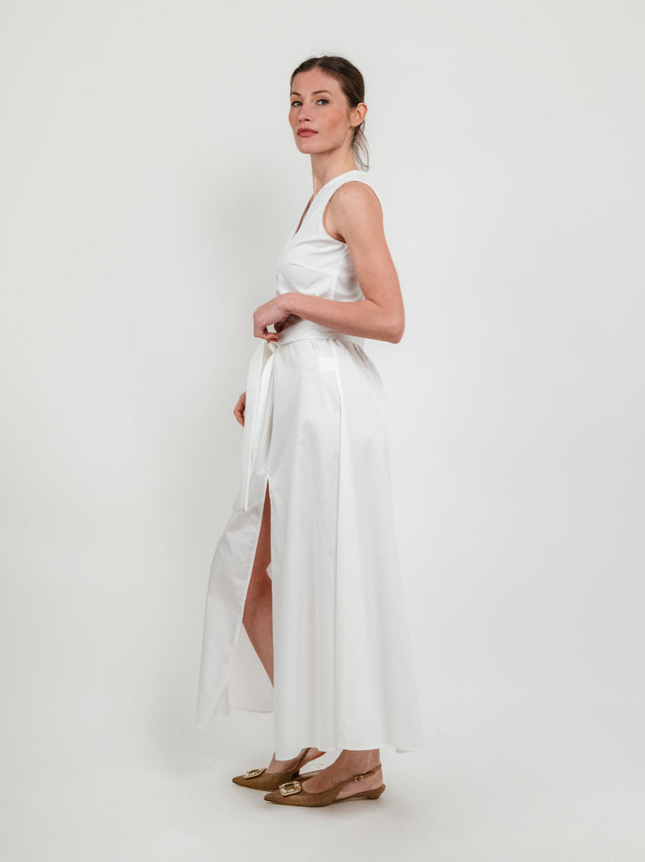 Abito lungo CON FUSCIACCA  bianco ottico