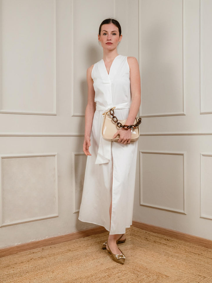 Abito lungo CON FUSCIACCA  bianco ottico