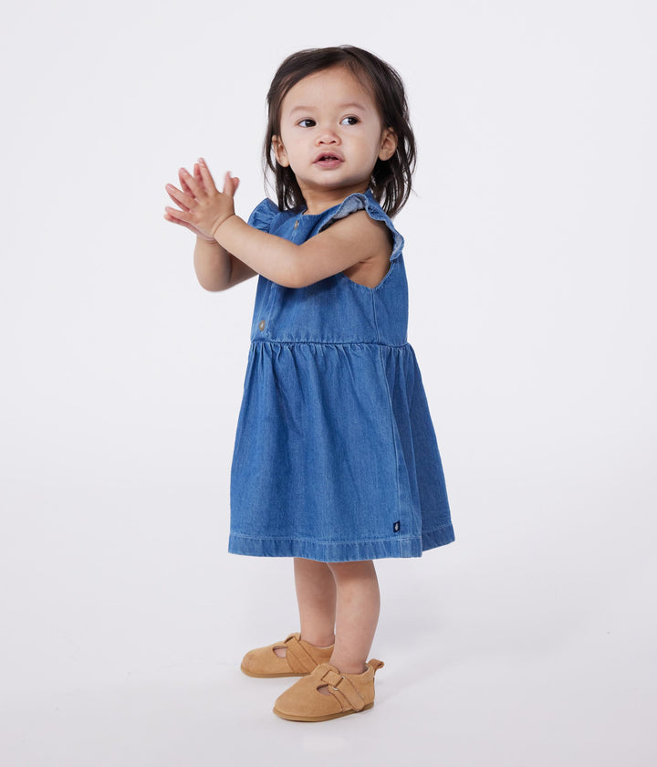 Abito senza maniche in denim leggero bebè
