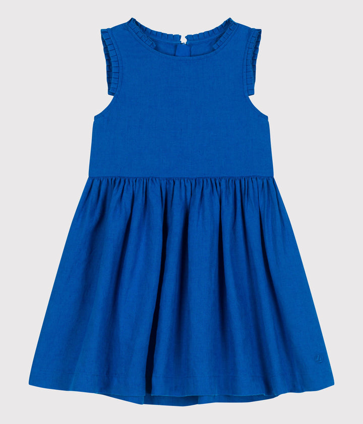 Abito senza maniche in lino bluette