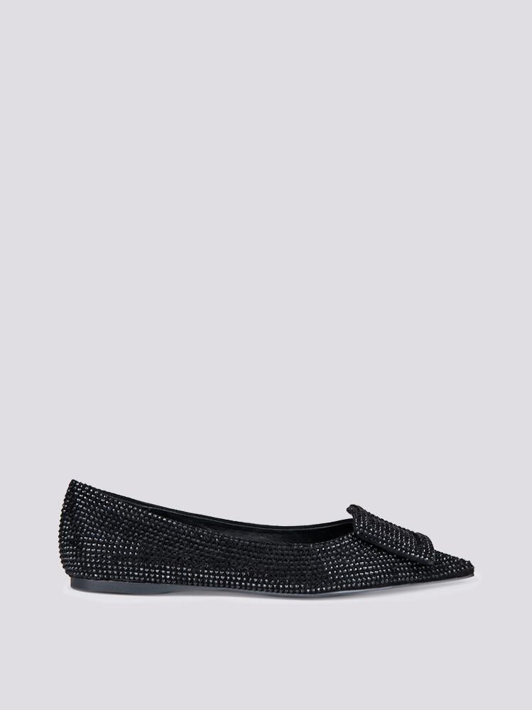 BALLERINA CON FIBBIA E STRASS NERA