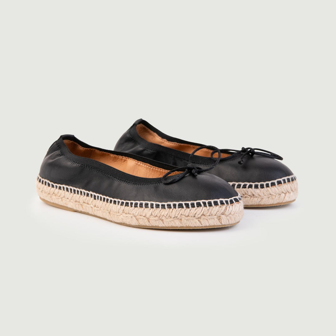 BALLERINA IN PELLE E SUOLA IN CORDA