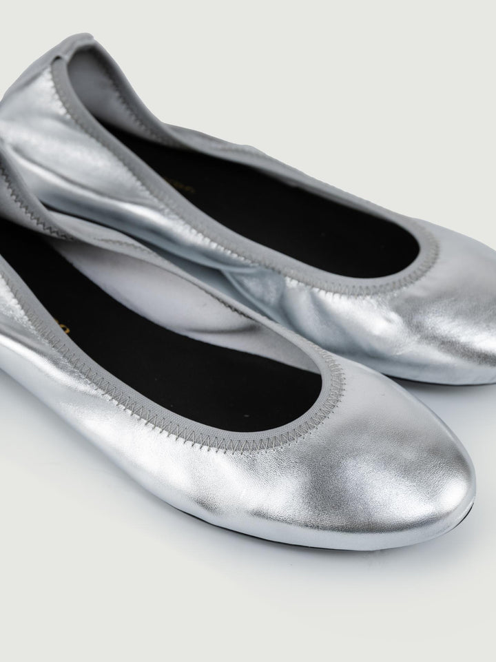 BALLERINA IN PELLE LAMINATA ARGENTO