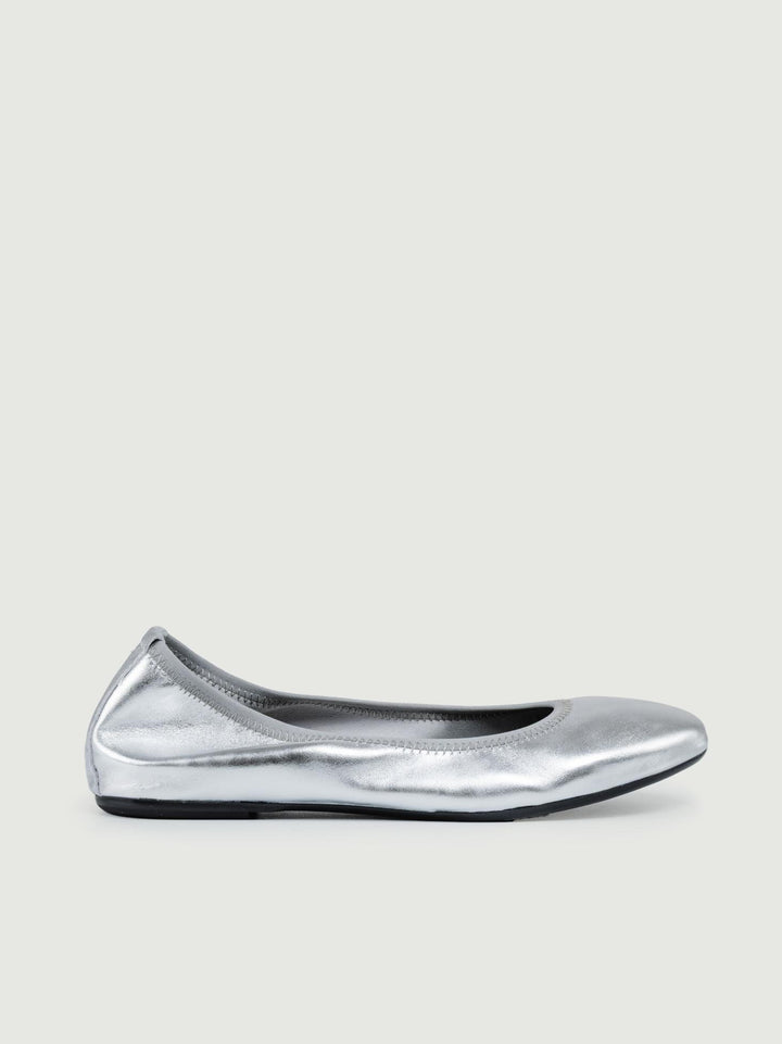 BALLERINA IN PELLE LAMINATA ARGENTO