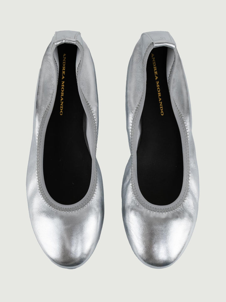 BALLERINA IN PELLE LAMINATA ARGENTO
