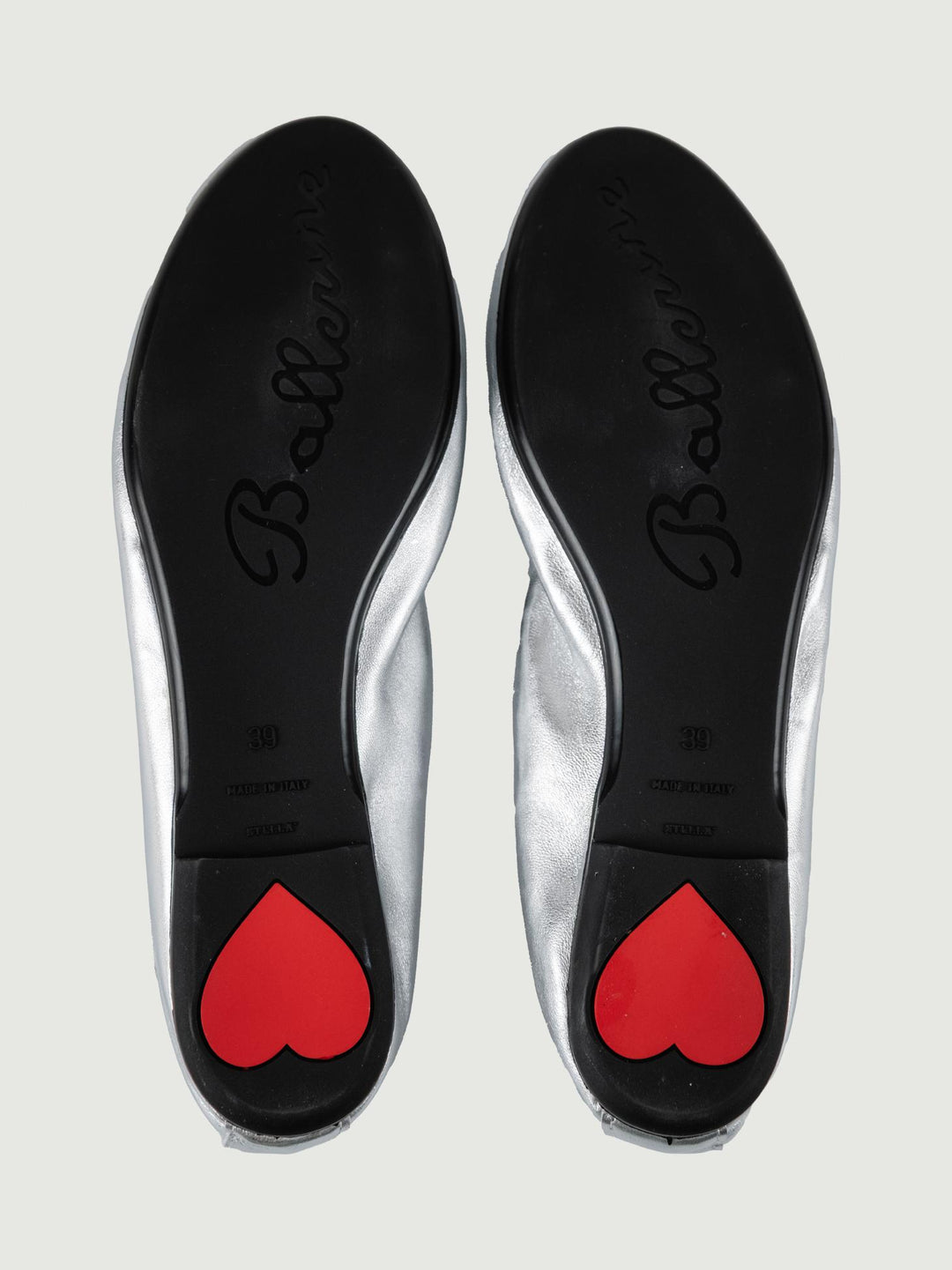 BALLERINA IN PELLE LAMINATA ARGENTO