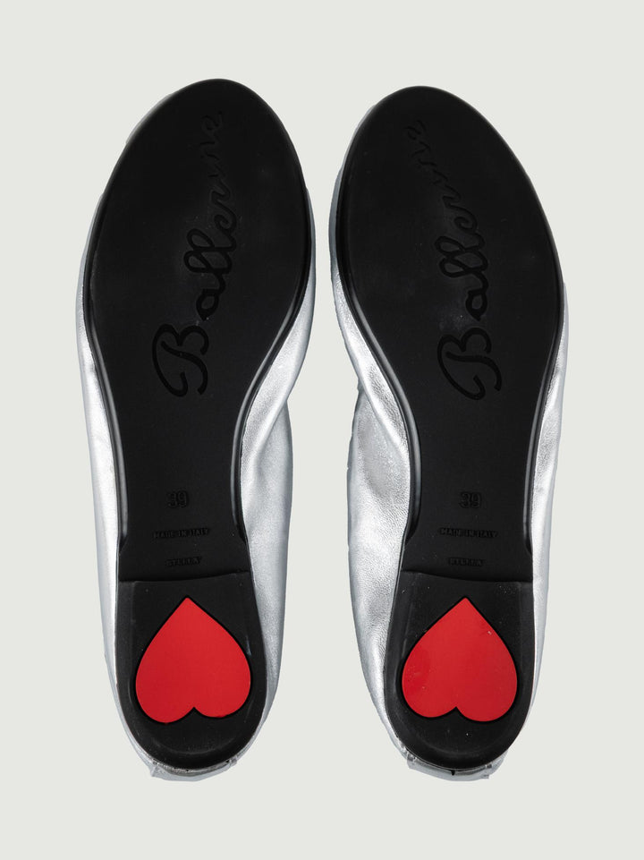 BALLERINA IN PELLE LAMINATA ARGENTO