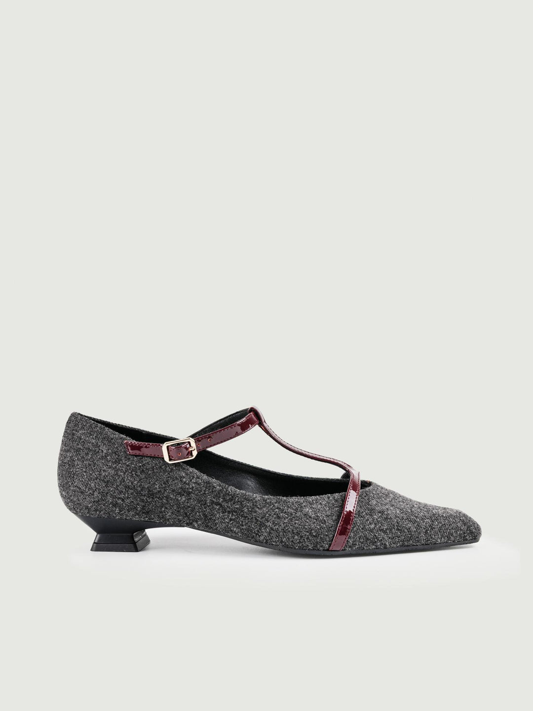 BALLERINA IN TESSUTO GRIGIO ANTRACITE CON CINTURINO