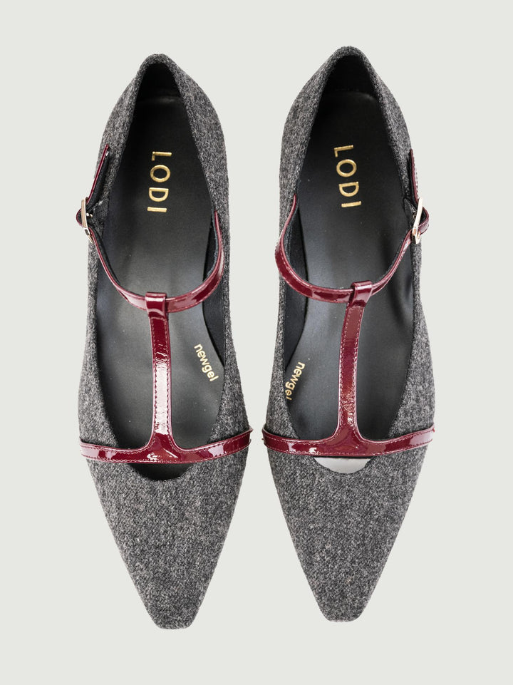 BALLERINA IN TESSUTO GRIGIO ANTRACITE CON CINTURINO