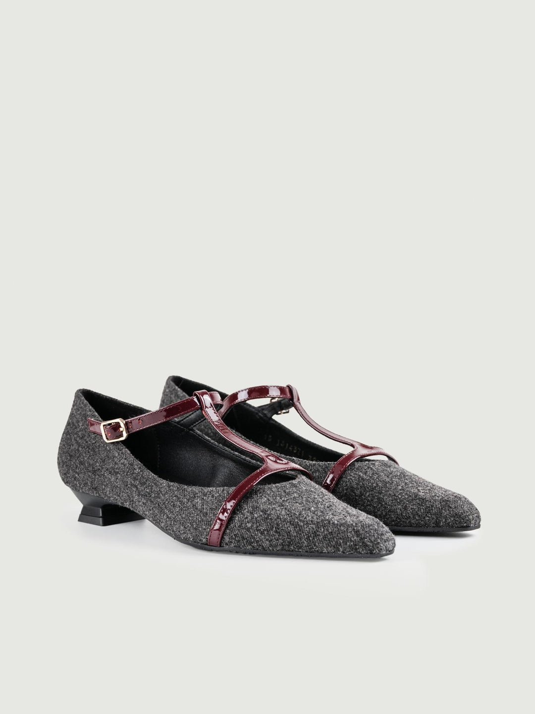 BALLERINA IN TESSUTO GRIGIO ANTRACITE CON CINTURINO