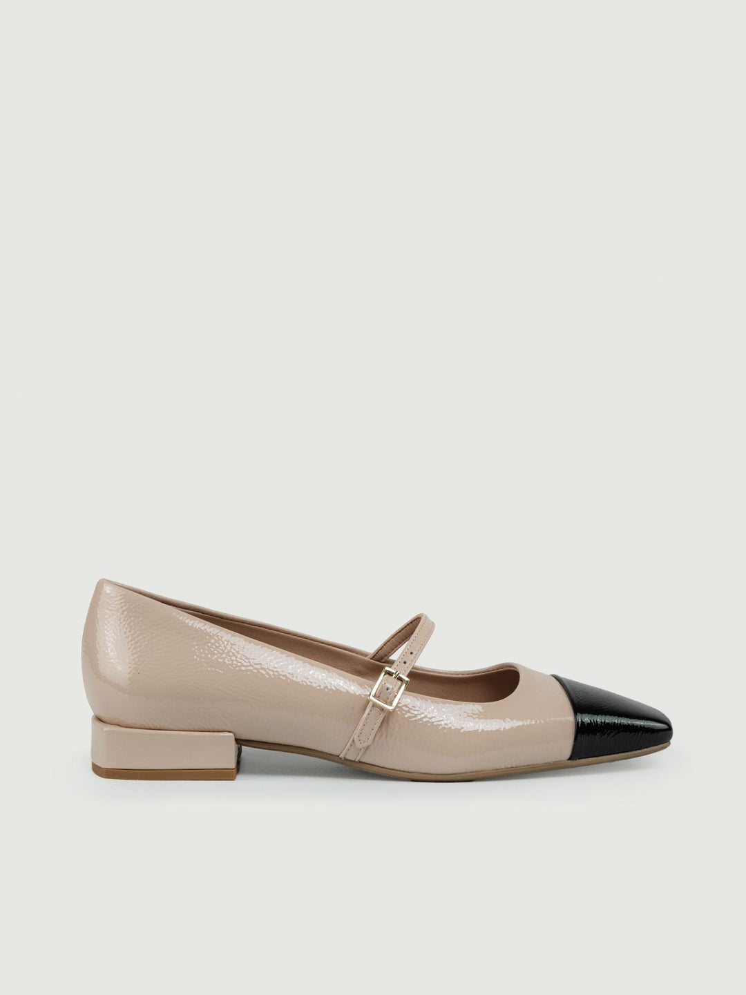 BALLERINA IN VERNICE BICOLORE CON PUNTA SQUADRATA