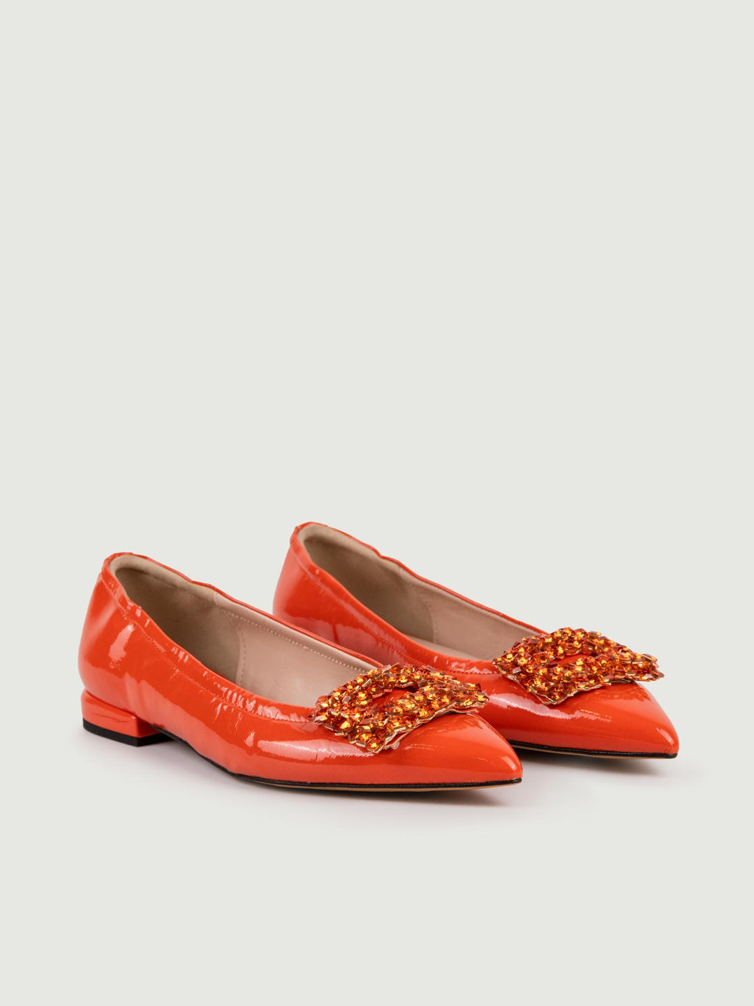 BALLERINE IN NAPLAK ARANCIONE CON GIOIELLO