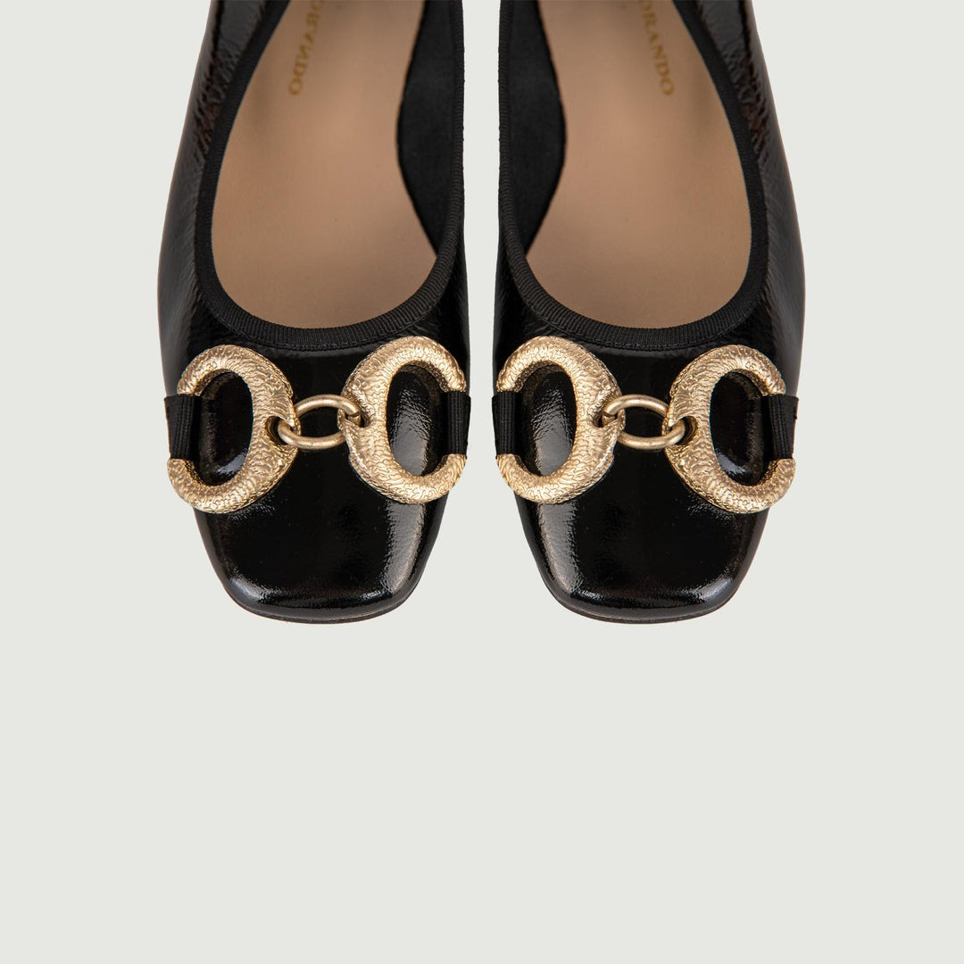 BALLERINE IN NAPLAK NERO CON DETTAGLIO IN METALLO