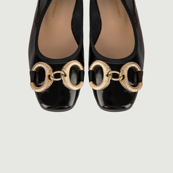 BALLERINE IN NAPLAK NERO CON DETTAGLIO IN METALLO