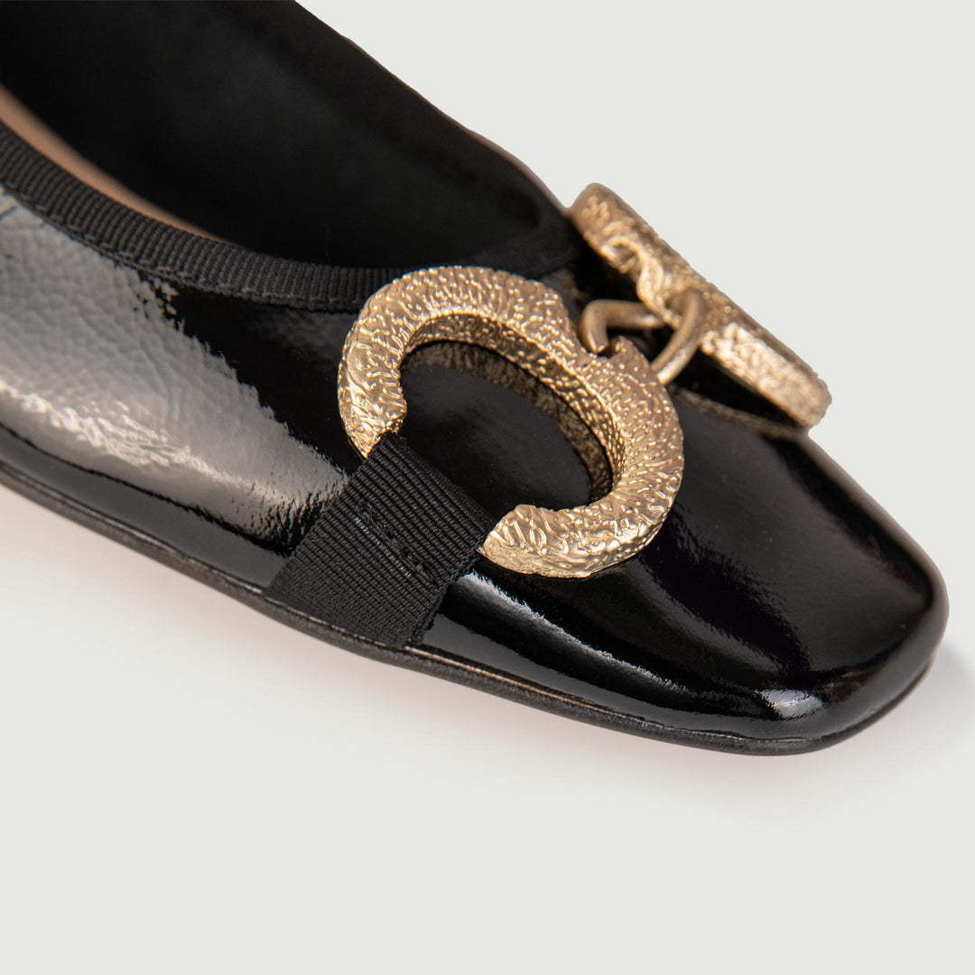 BALLERINE IN NAPLAK NERO CON DETTAGLIO IN METALLO