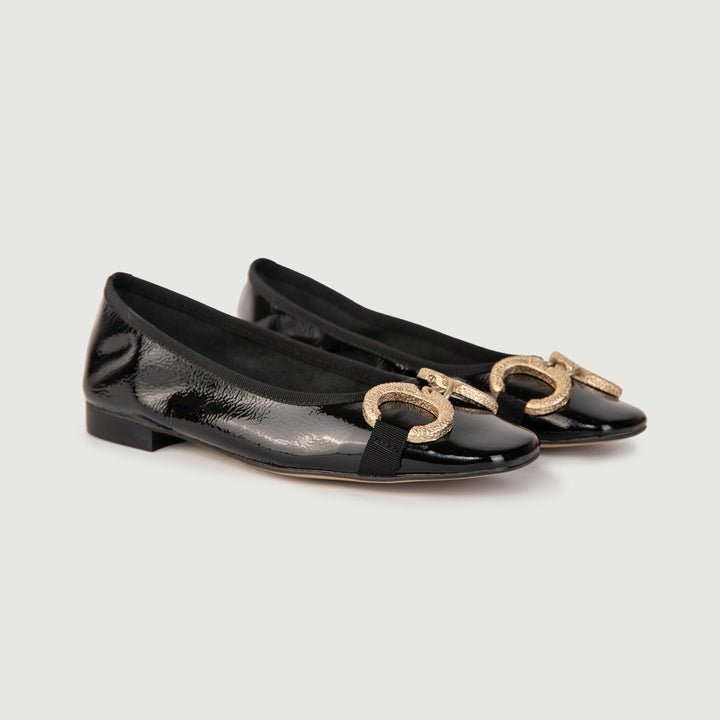 BALLERINE IN NAPLAK NERO CON DETTAGLIO IN METALLO