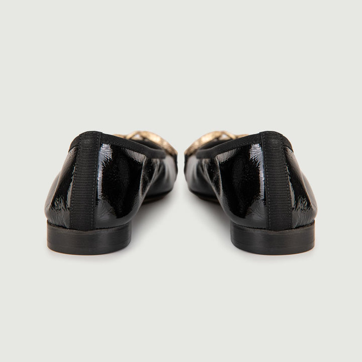 BALLERINE IN NAPLAK NERO CON DETTAGLIO IN METALLO