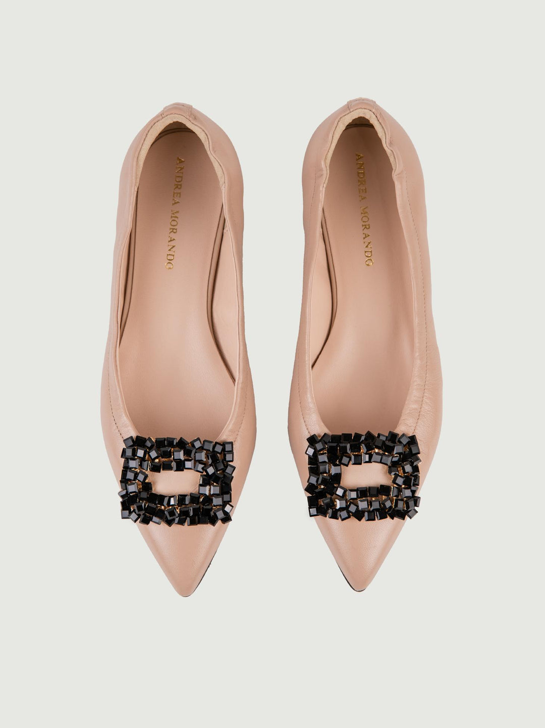 BALLERINE IN PELLE BEIGE CON GIOIELLO