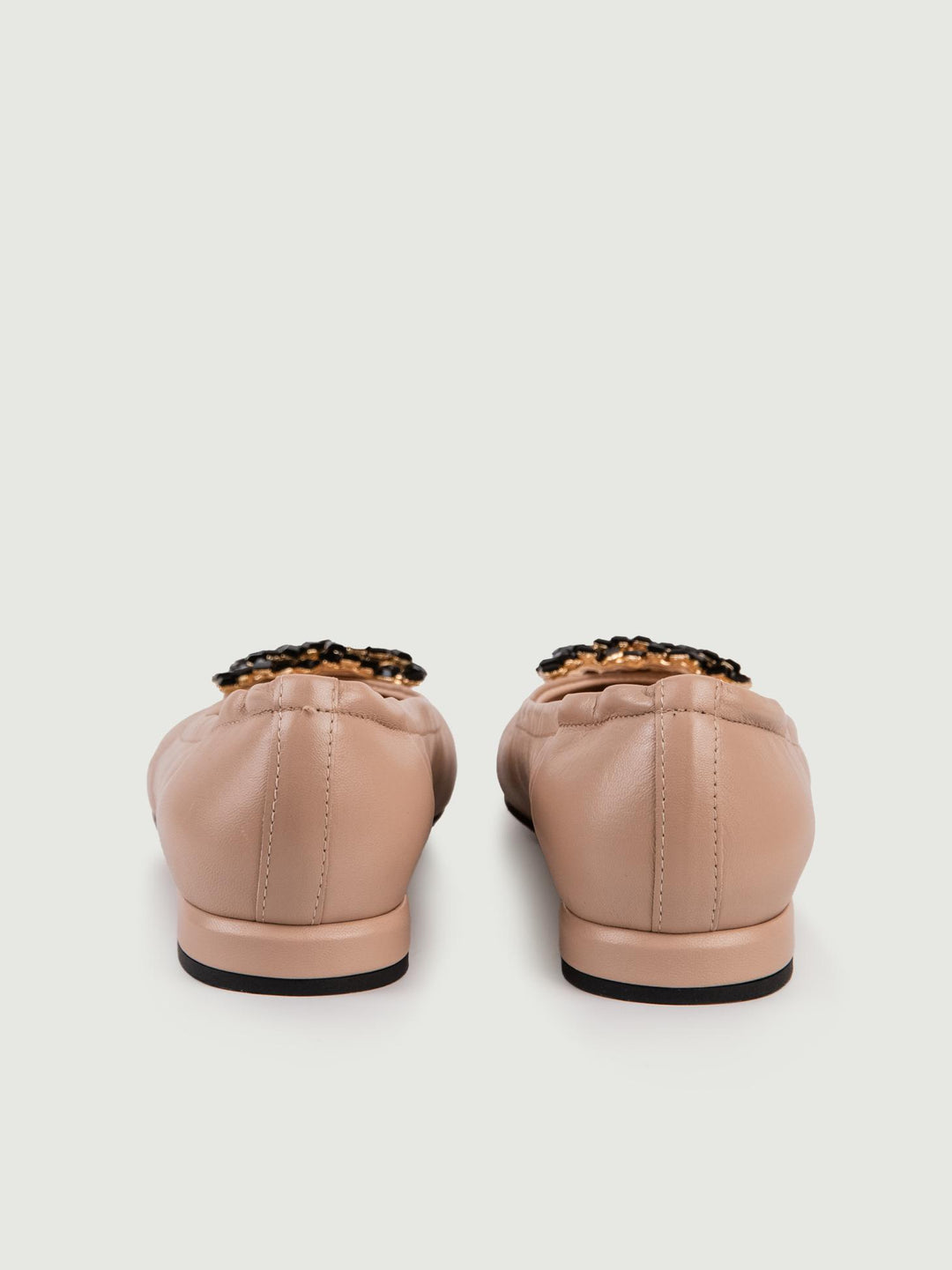 BALLERINE IN PELLE BEIGE CON GIOIELLO