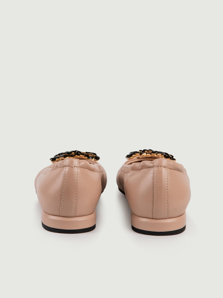 BALLERINE IN PELLE BEIGE CON GIOIELLO