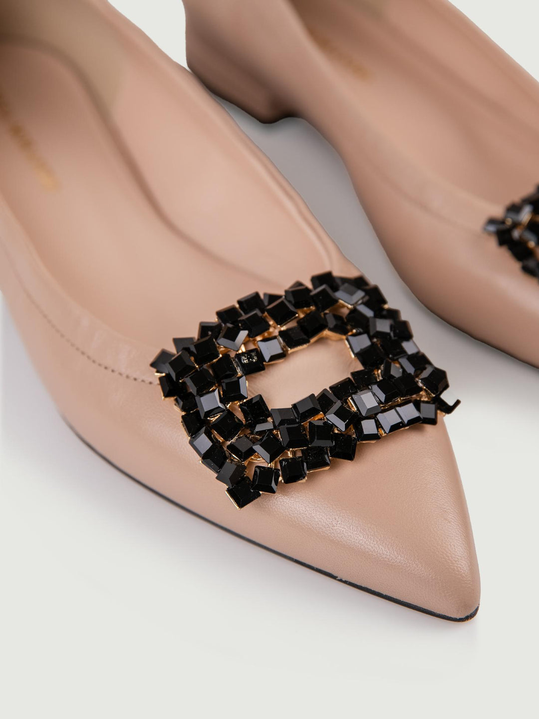 BALLERINE IN PELLE BEIGE CON GIOIELLO