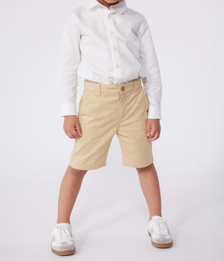 BERMUDA BAMBINO IN TELA BEIGE DI COTONE