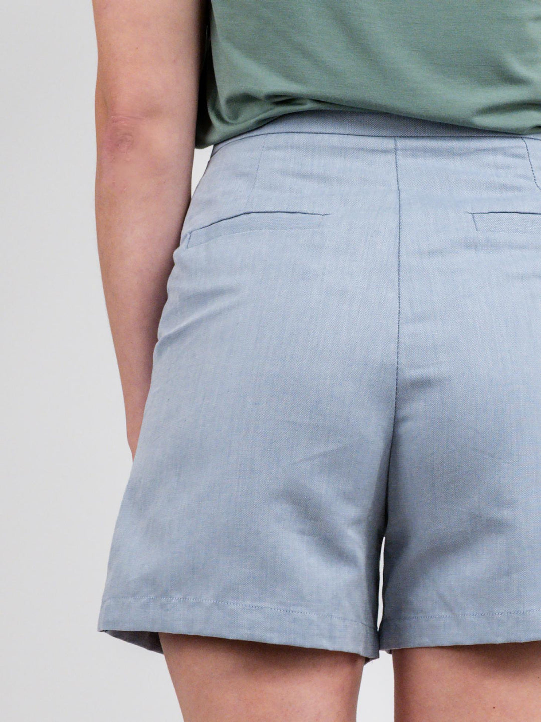 BERMUDA IN MISTO LINO AZZURRO