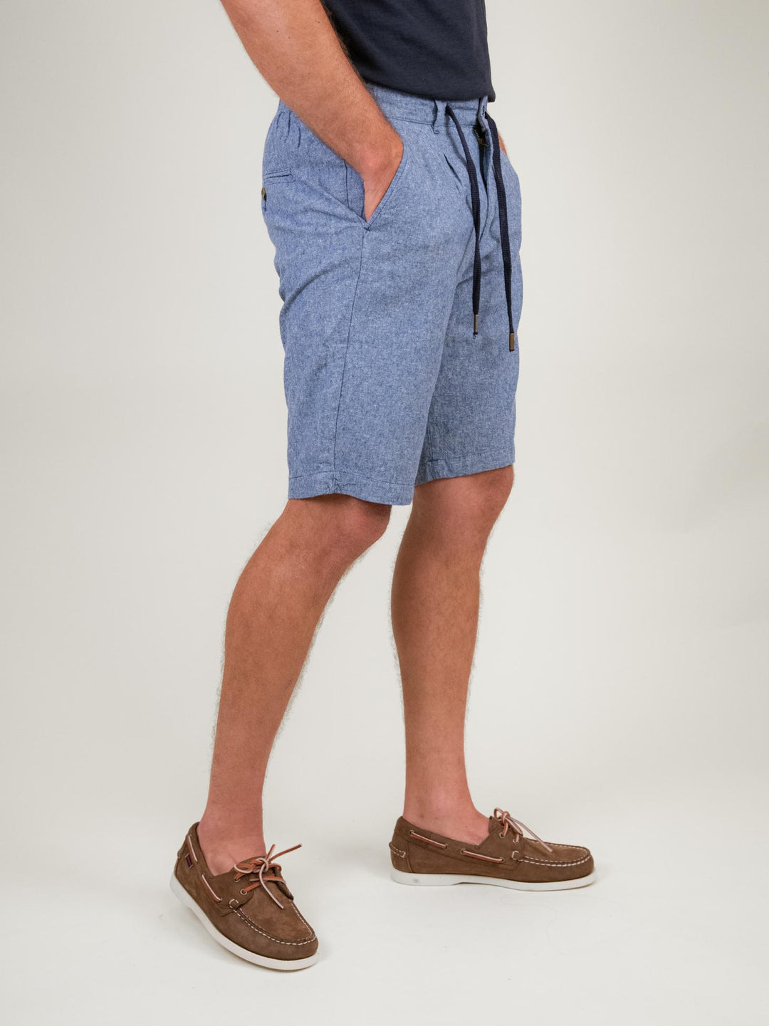 BERMUDA in lino e cotone BLU denim
