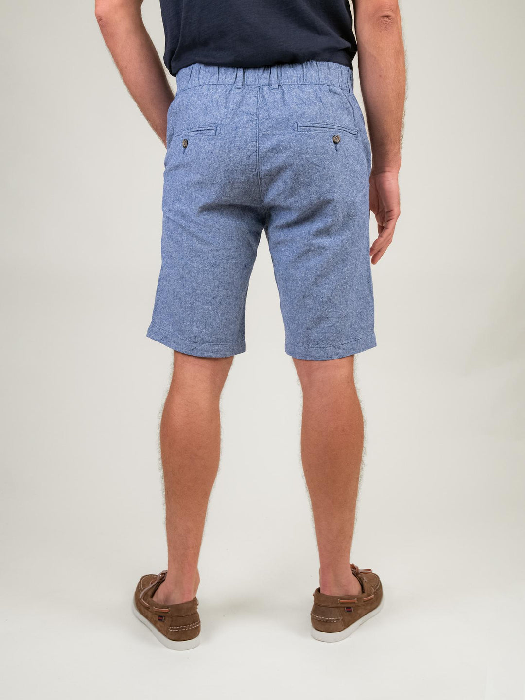 BERMUDA in lino e cotone BLU denim