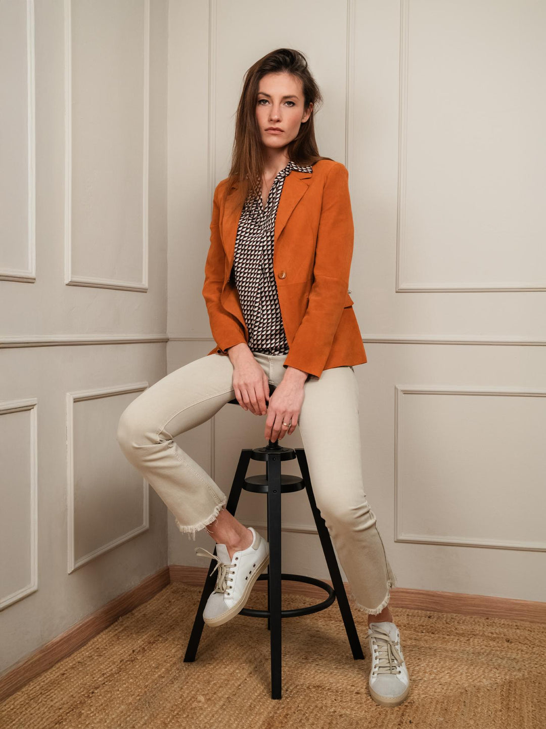 BLAZER BEATRIZ IN CAMOSCIO ARANCIONE